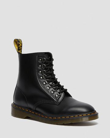 Black Women's Dr Martens 1460 Pascal Verso Smooth Leather Lace Up Boots | CA 190TCE